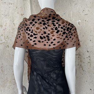 Vintage 90’s/00’s Y2K Silk Burnout Velvet Leopard Scarf